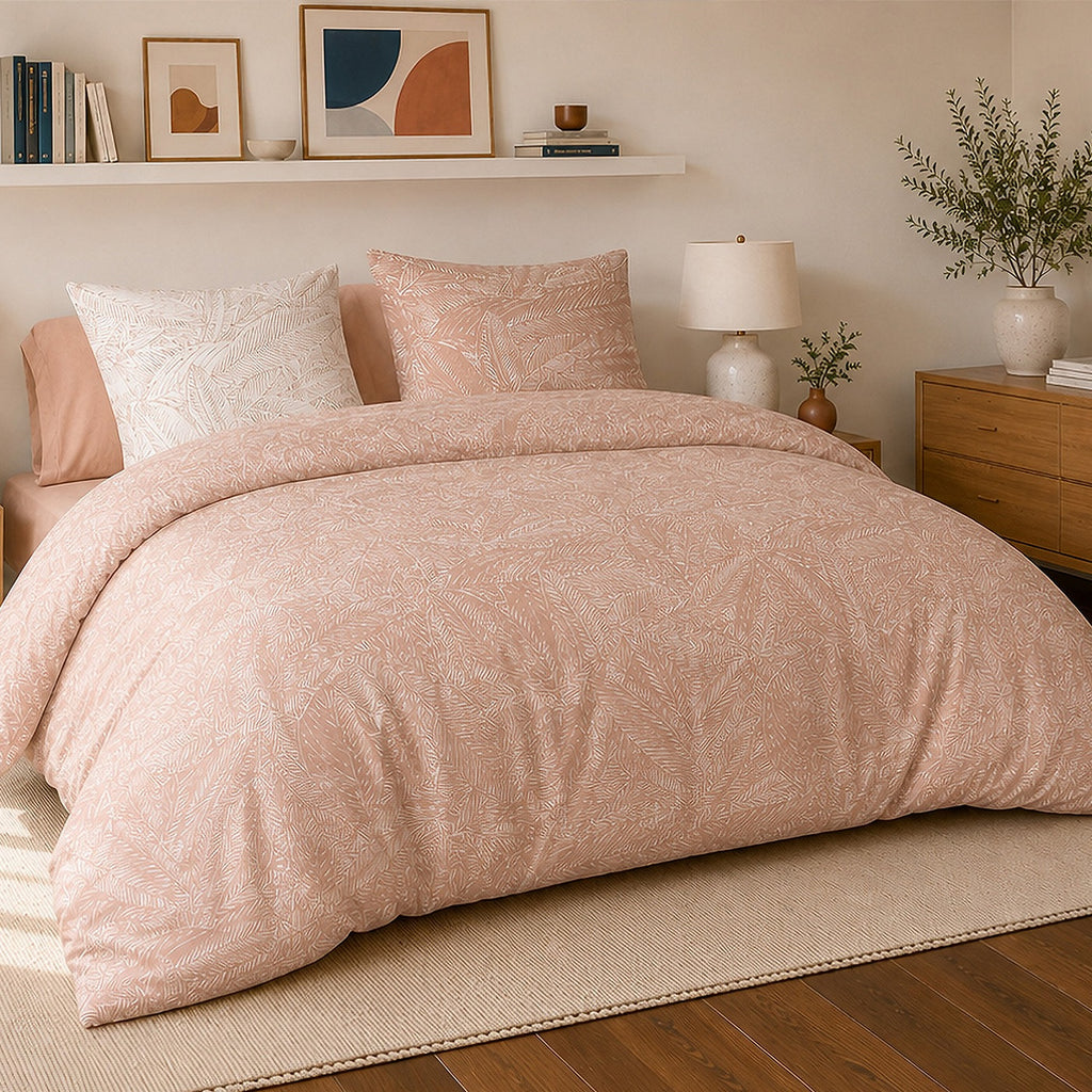 Ambre - Parures de Lit de Couette 3pcs avec 2 Taies - 100% Percale de Coton 71 Fils - Imprimé