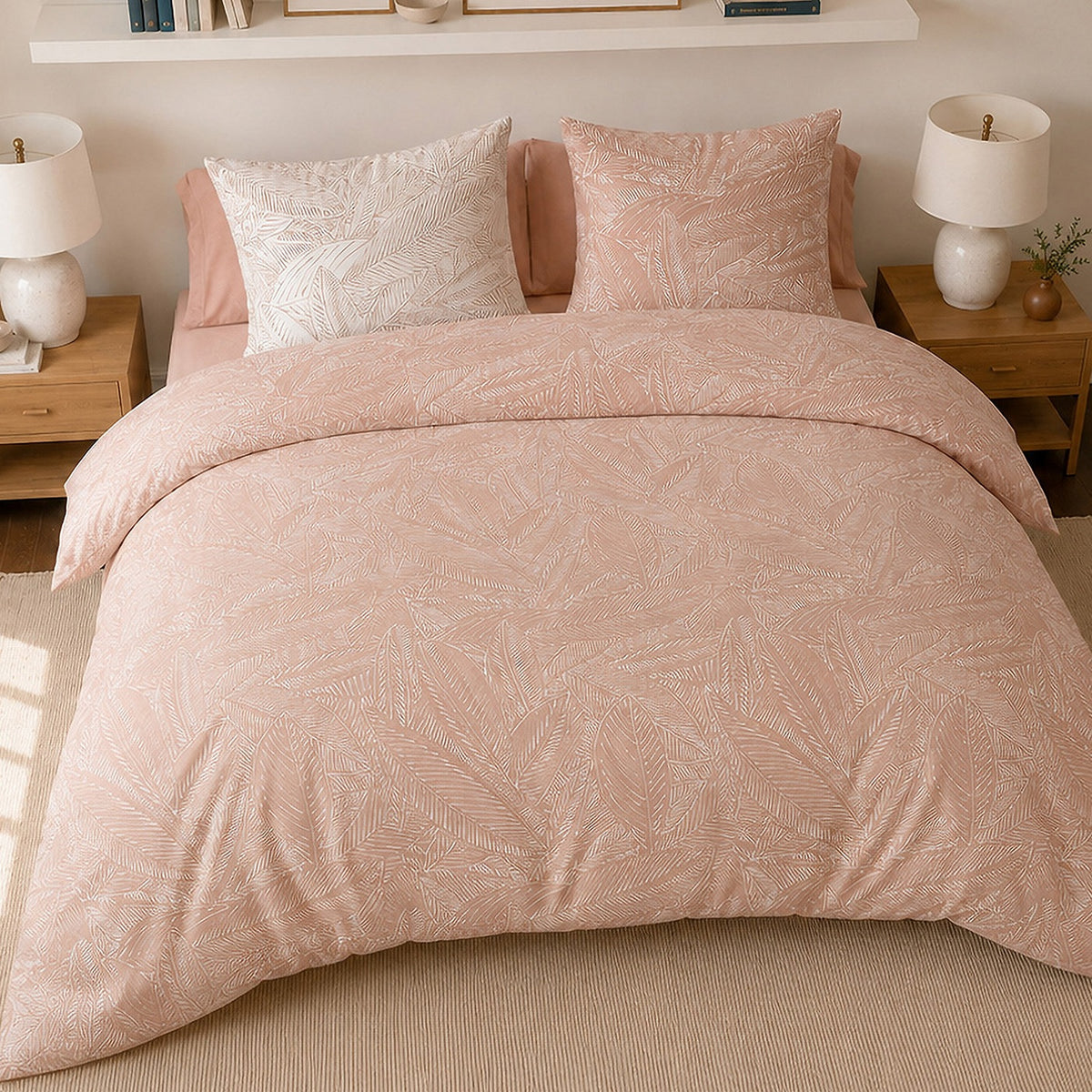 Ambre - Parures de Lit de Couette 3pcs avec 2 Taies - 100% Percale de Coton 71 Fils - Imprimé