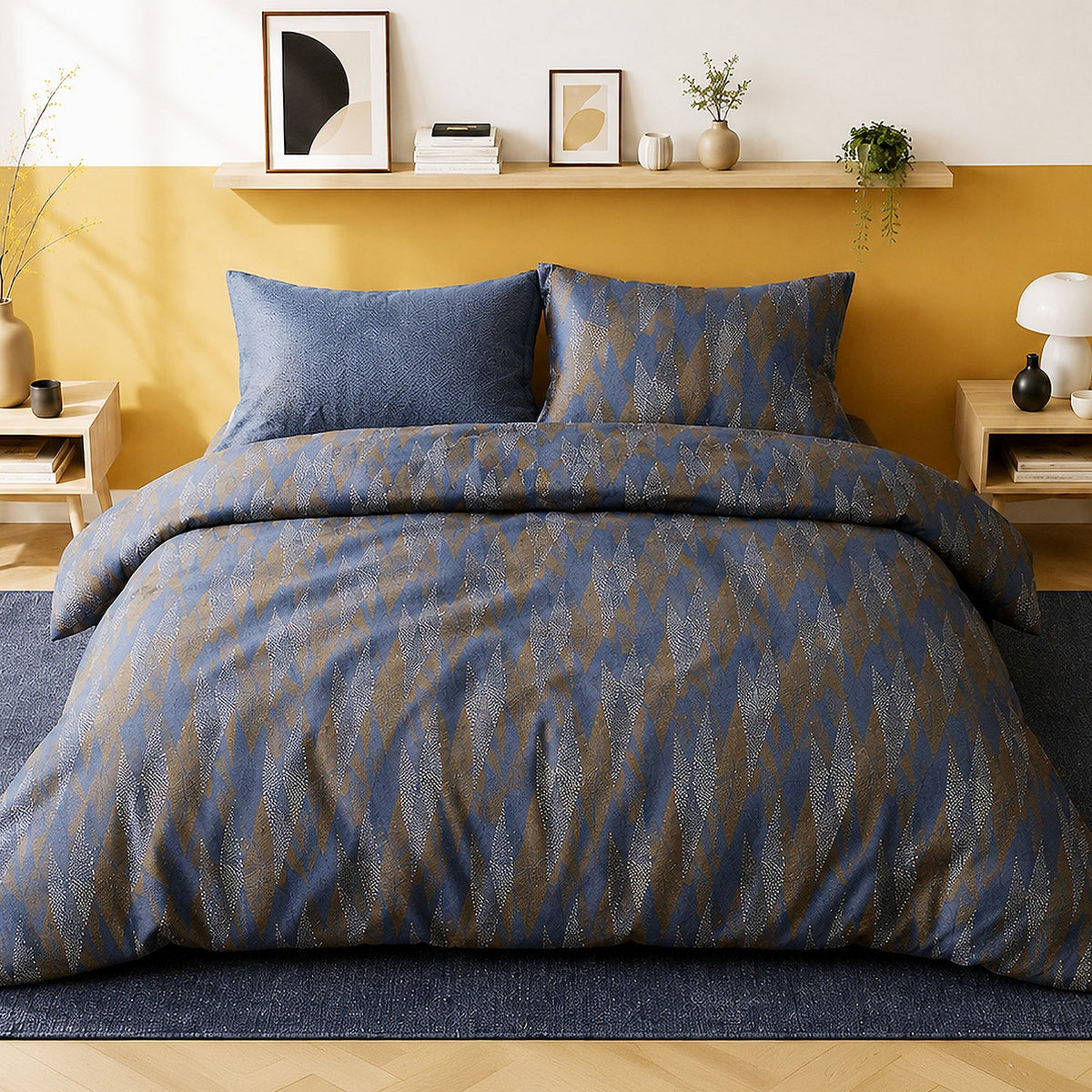 Blusky - Parures de Lit de Couette 3pcs avec 2 Taies - 100% Percale de Coton 71 Fils - Imprimé