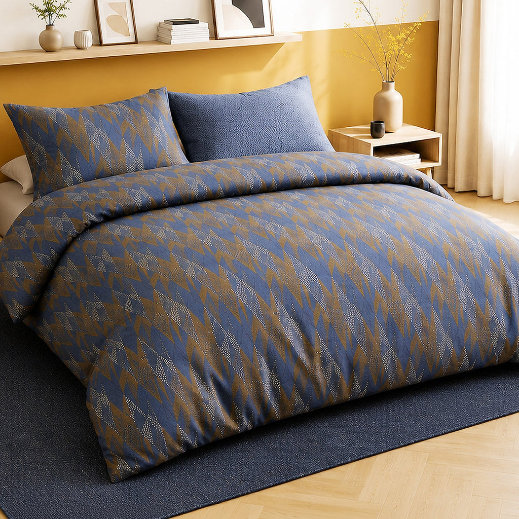 Blusky - Parures de Lit de Couette 3pcs avec 2 Taies - 100% Percale de Coton 71 Fils - Imprimé