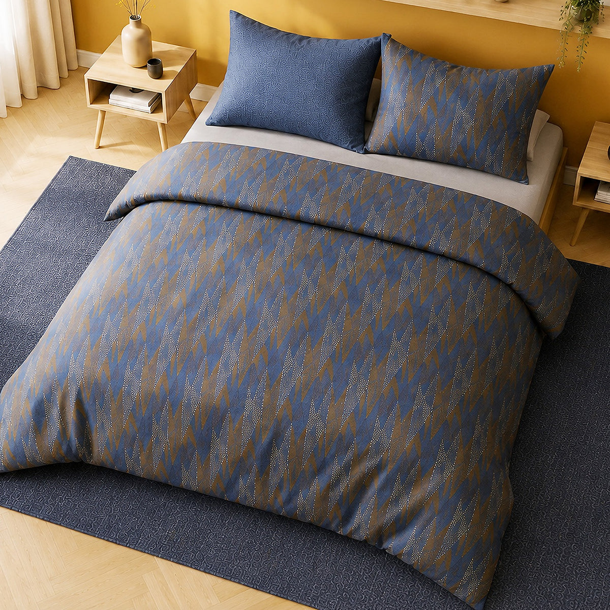 Blusky - Parures de Lit de Couette 3pcs avec 2 Taies - 100% Percale de Coton 71 Fils - Imprimé
