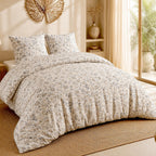 Ishani - Parures de Lit de Couette 3pcs avec 2 Taies - 100% Percale de Coton 71 Fils - Imprimé