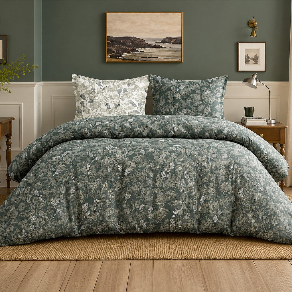 Emeride - Parures de Lit de Couette 3pcs avec 2 Taies - 100% Percale de Coton 71 Fils - Imprimé