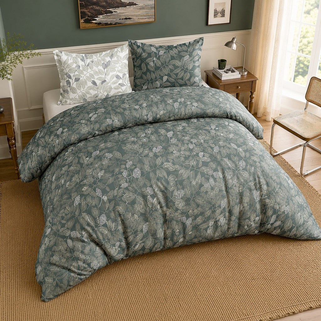 Emeride - Parures de Lit de Couette 3pcs avec 2 Taies - 100% Percale de Coton 71 Fils - Imprimé