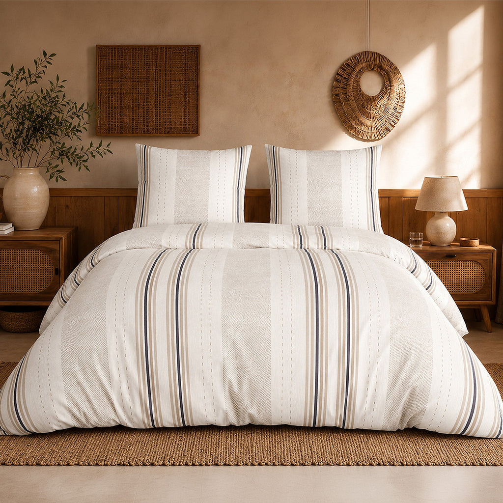 Trandy - Parures de Lit de Couette 3pcs avec 2 Taies - 100% Percale de Coton 71 Fils - Imprimé