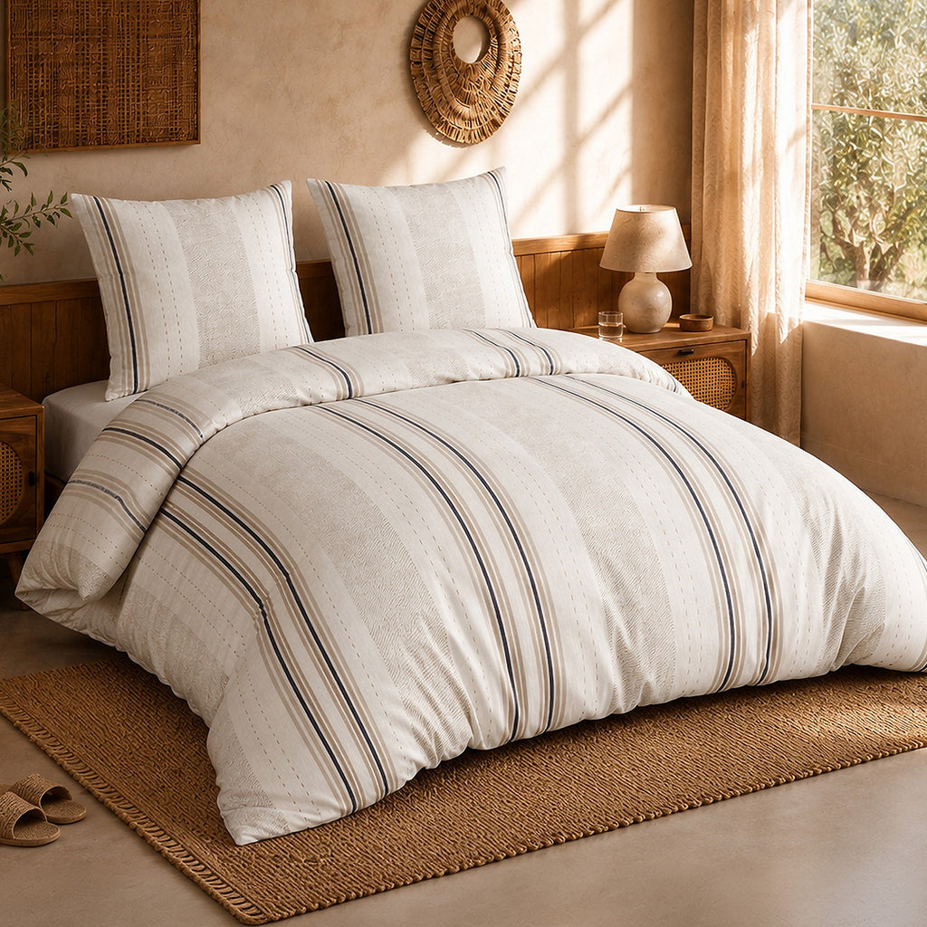 Trandy - Parures de Lit de Couette 3pcs avec 2 Taies - 100% Percale de Coton 71 Fils - Imprimé