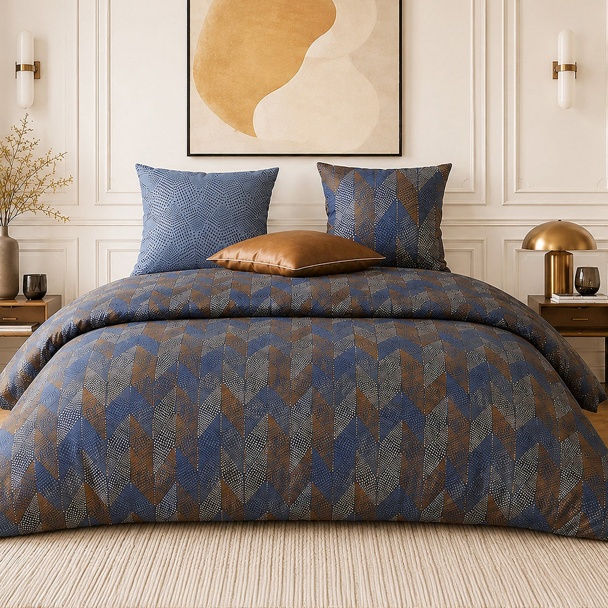 Blusky - Parures de Lit de Couette 3pcs avec 2 Taies - 100% Percale de Coton 71 Fils - Imprimé