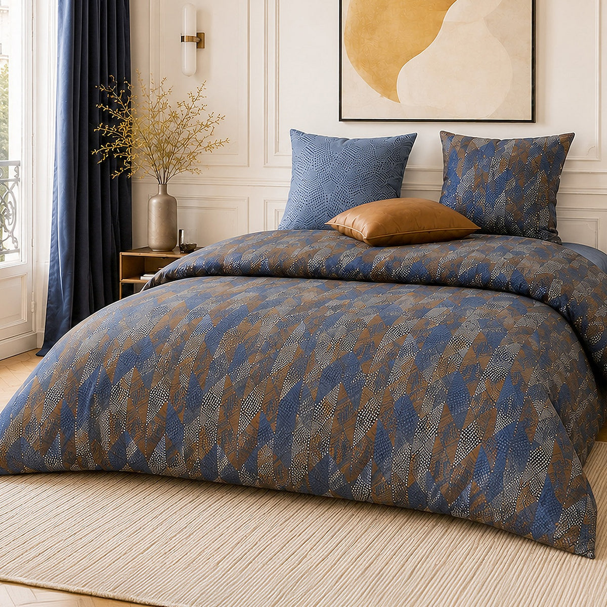 Blusky - Parures de Lit de Couette 3pcs avec 2 Taies - 100% Percale de Coton 71 Fils - Imprimé