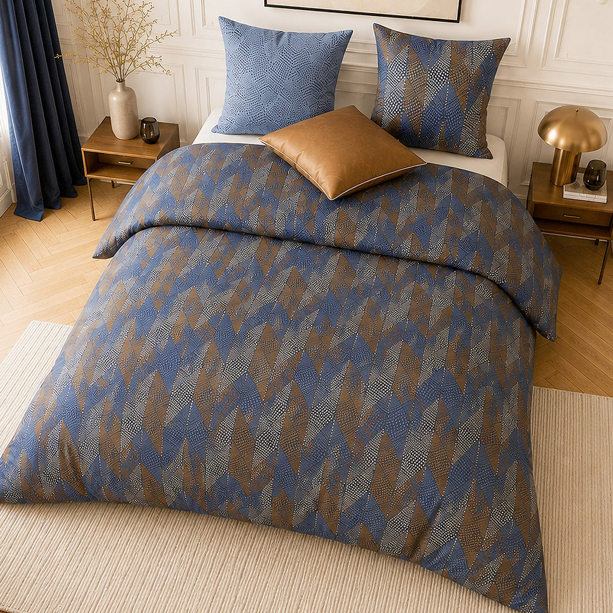 Blusky - Parures de Lit de Couette 3pcs avec 2 Taies - 100% Percale de Coton 71 Fils - Imprimé