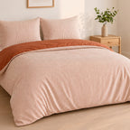 Milleray - Parures de Lit + 2 Taies - Mini-seersucker Rayé Terracotta - Polyester - Terre Cuite