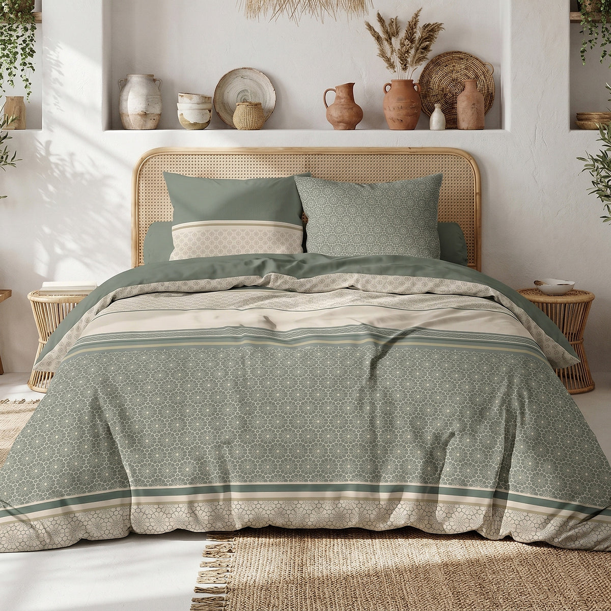 Cylus - Parures de Lit Housse de Couette 3 Pcs - 100% Coton 57fils - Imprimé