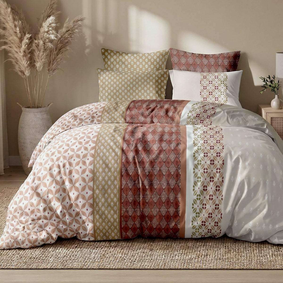 Riadi - Parures de Lit Housse de Couette 3 Pcs - 100% Coton 57fils - Imprimé