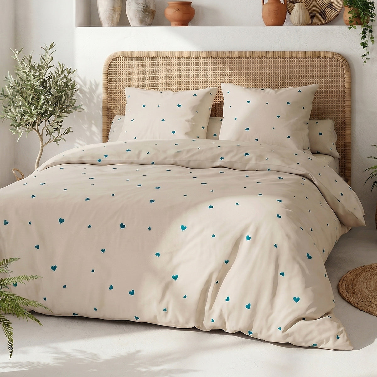 Lamourelle - Juegos de Cama Funda Nórdica 3 Piezas de Algodón de 57 Hilos - 100 % Algodón 57 hilos - Estampado