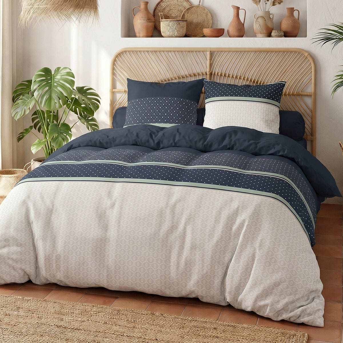 Andy - Parures de Lit Housse de Couette 3 Pcs - 100% Coton 57fils - Imprimé