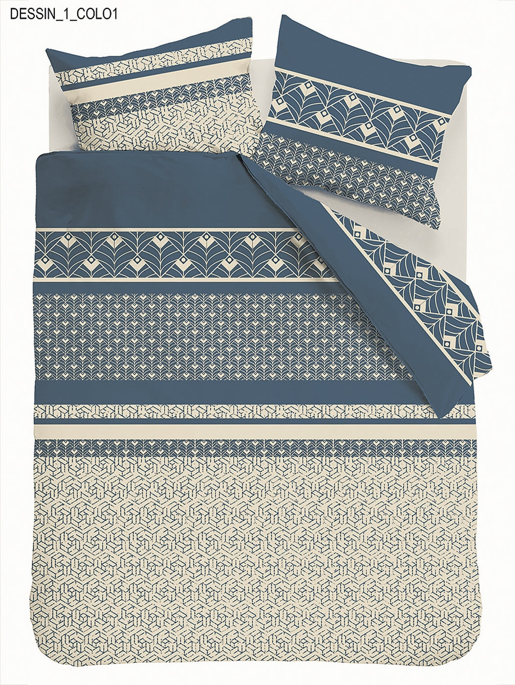 Havril - Parures de Lit Housse de Couette 3 Pcs - 100% Coton 57fils - Imprimé