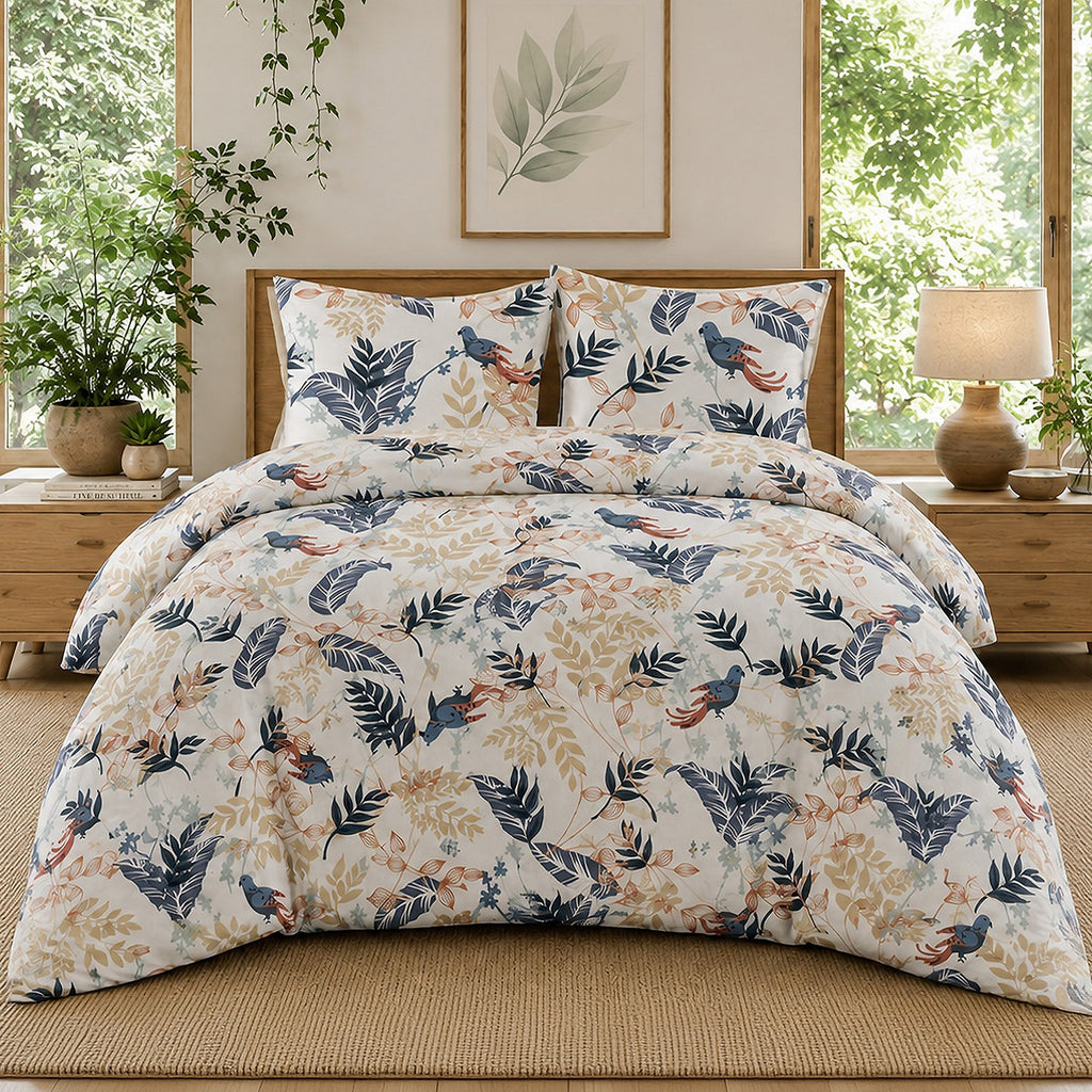 Oizel - Parures de Lit de Couette 3pcs avec 2 Taies - 100% Percale de Coton 71 Fils - Imprimé