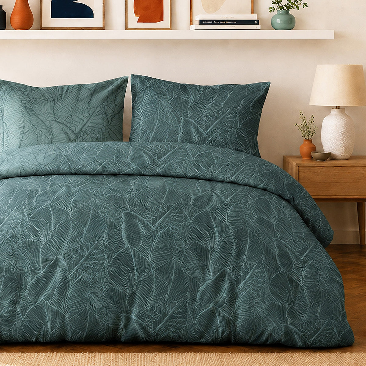 Sylvae - Parures de Lit de Couette 3pcs avec 2 Taies - 100% Percale de Coton 71 Fils - Imprimé