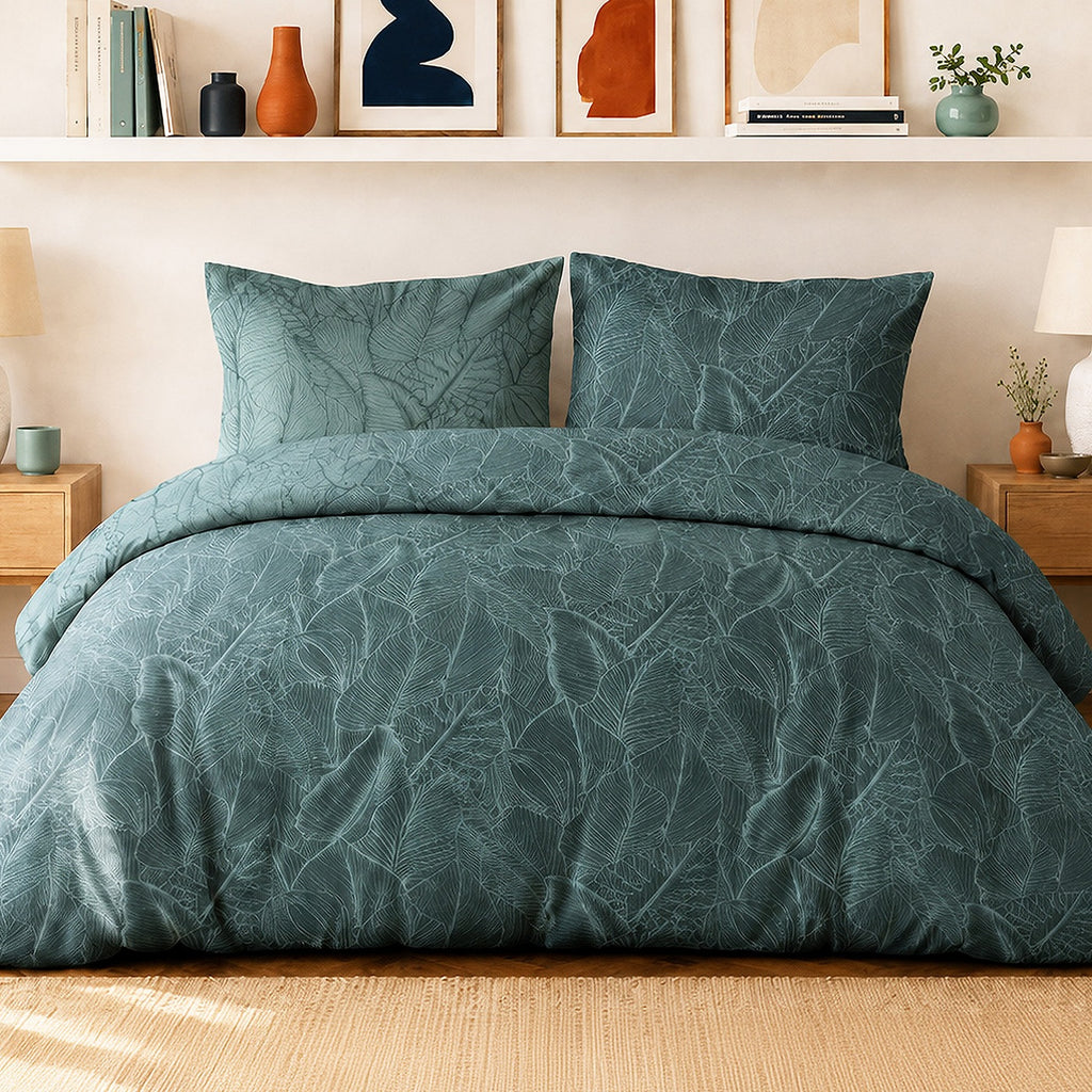 Sylvae - Parures de Lit de Couette 3pcs avec 2 Taies - 100% Percale de Coton 71 Fils - Imprimé