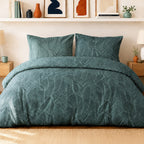 Sylvae - Parures de Lit de Couette 3pcs avec 2 Taies - 100% Percale de Coton 71 Fils - Imprimé