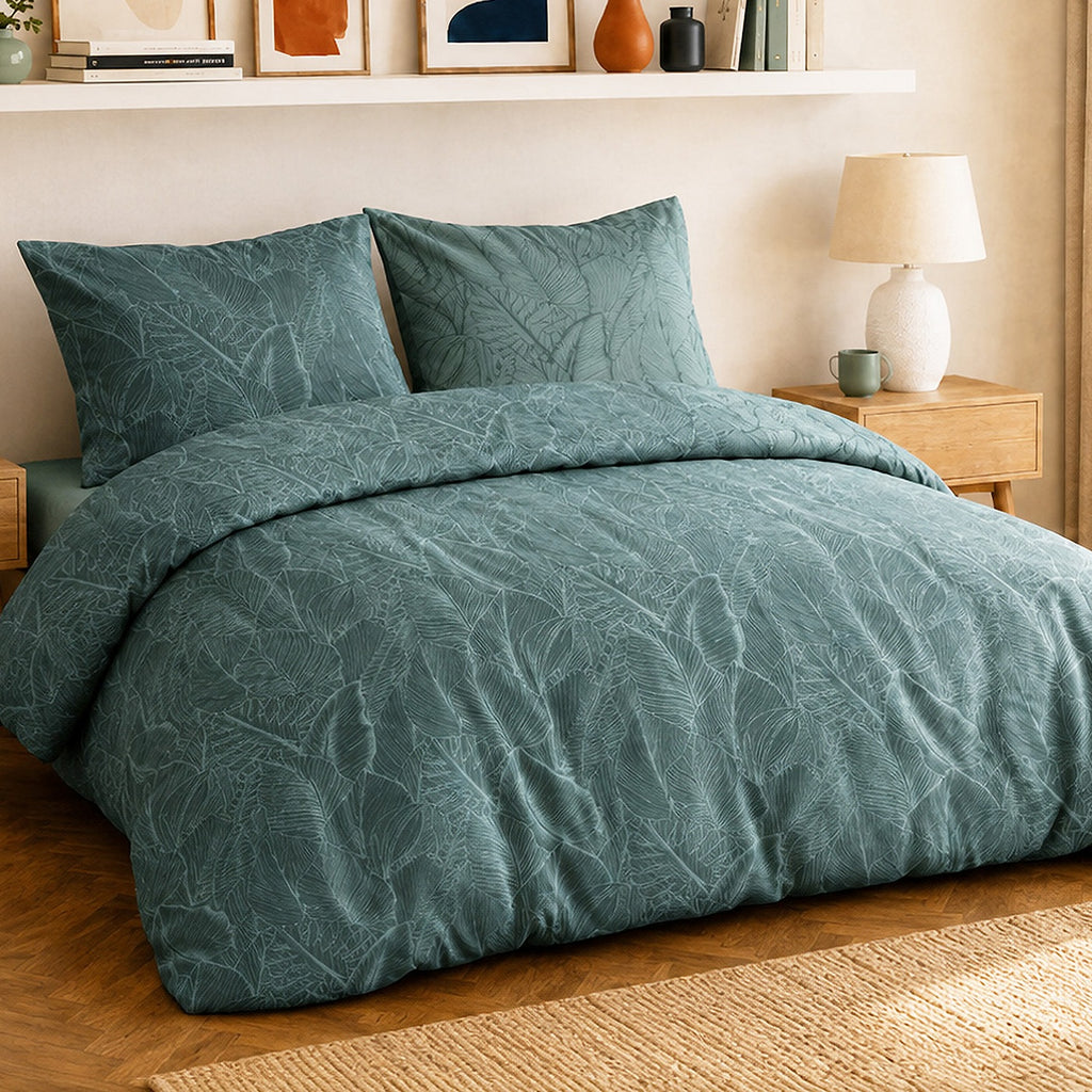 Sylvae - Parures de Lit de Couette 3pcs avec 2 Taies - 100% Percale de Coton 71 Fils - Imprimé