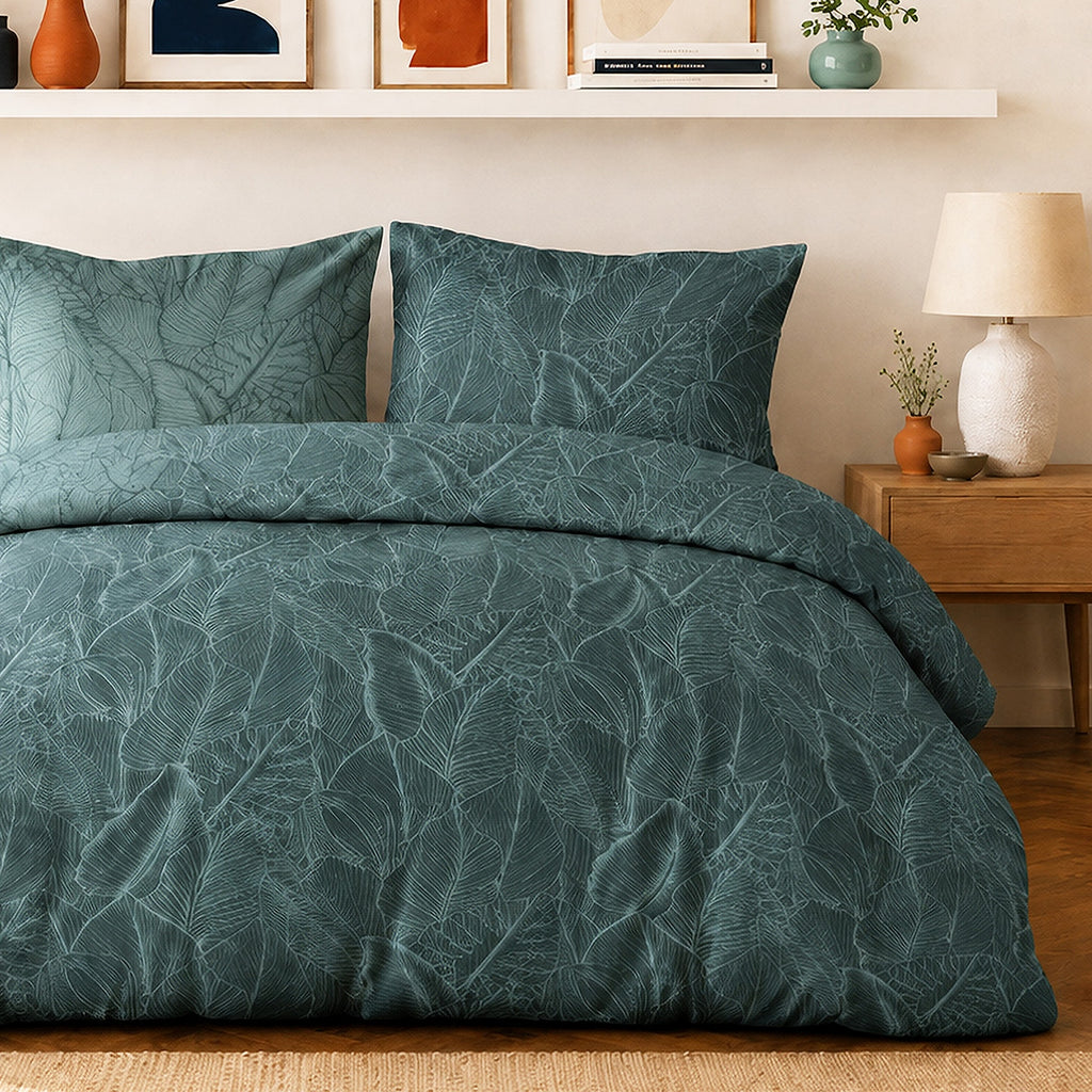 Sylvae - Parures de Lit de Couette 3pcs avec 2 Taies - 100% Percale de Coton 71 Fils - Imprimé