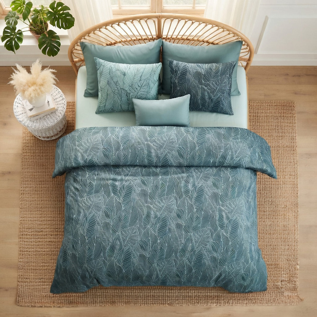 Sylvae - Parures de Lit de Couette 3pcs avec 2 Taies - 100% Percale de Coton 71 Fils - Imprimé