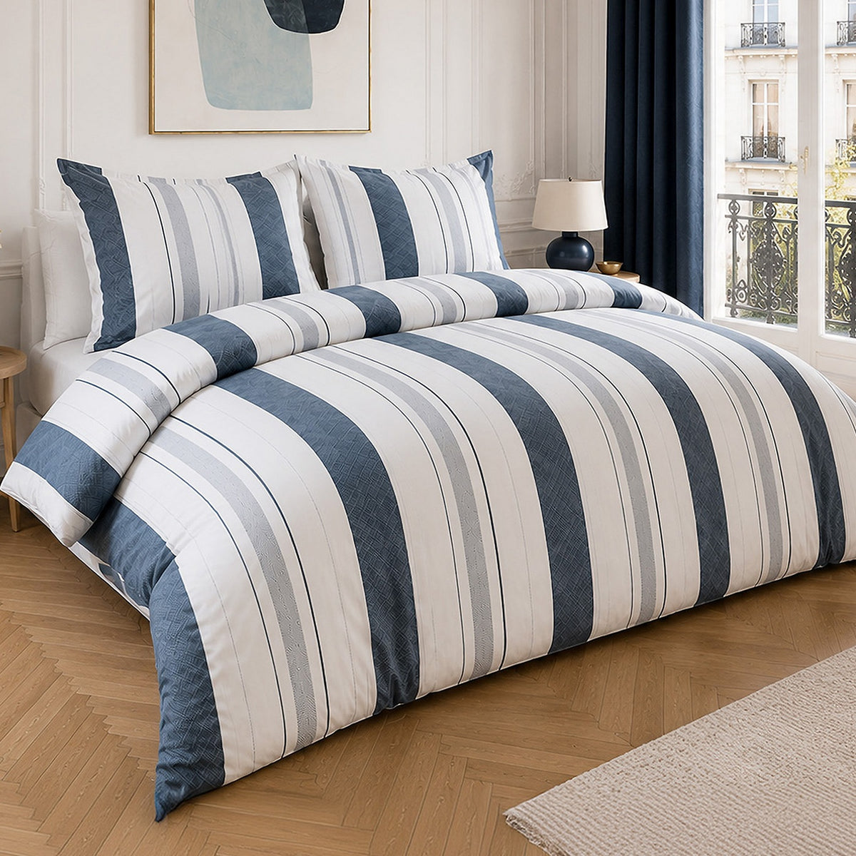 Siround - Parures de Lit de Couette 3pcs avec 2 Taies - 100% Percale de Coton 71 Fils - Imprimé