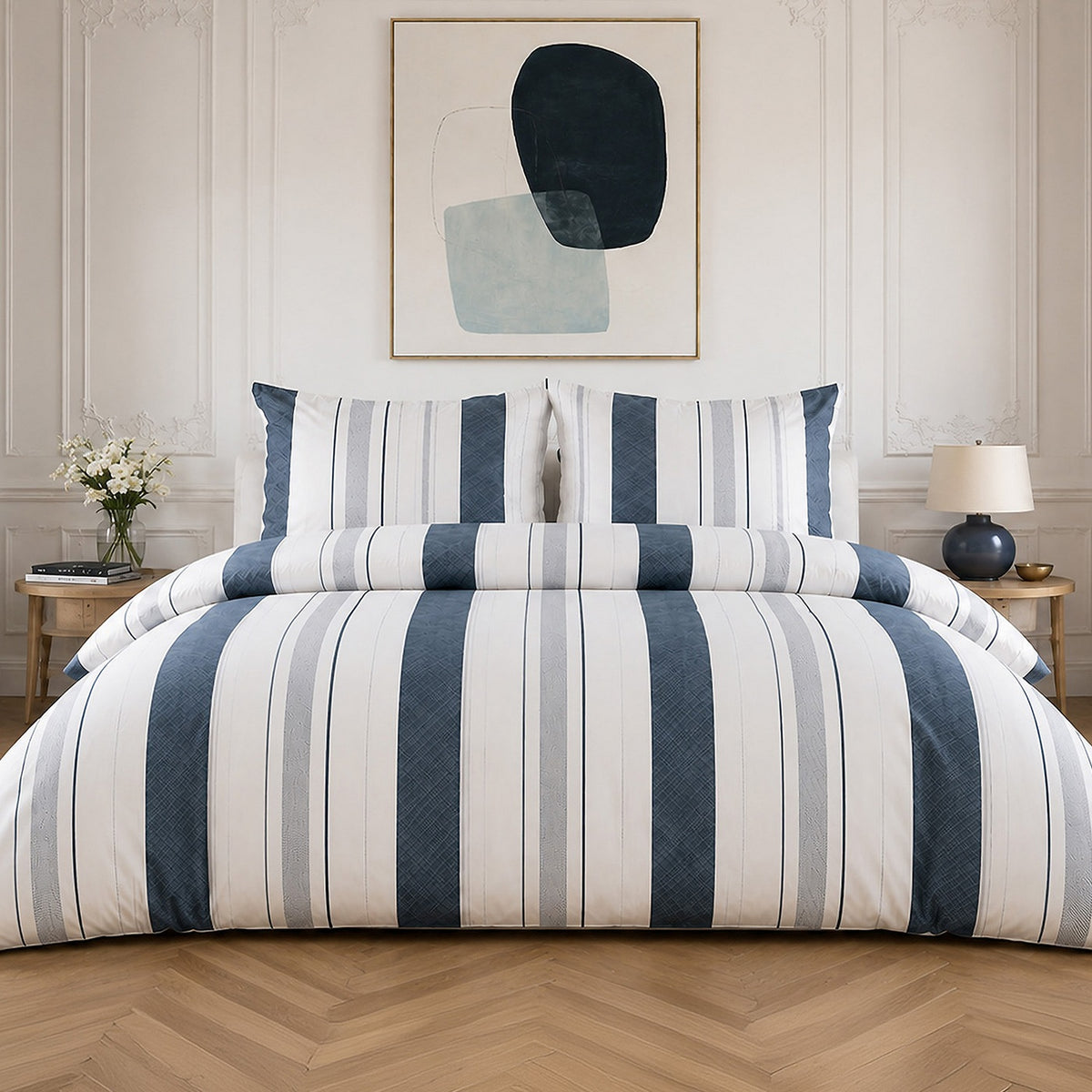 Siround - Parures de Lit de Couette 3pcs avec 2 Taies - 100% Percale de Coton 71 Fils - Imprimé