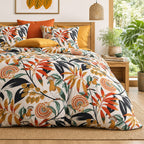 Edonie - Parures de Lit de Couette 3pcs avec 2 Taies - 100% Percale de Coton 71 Fils - Imprimé