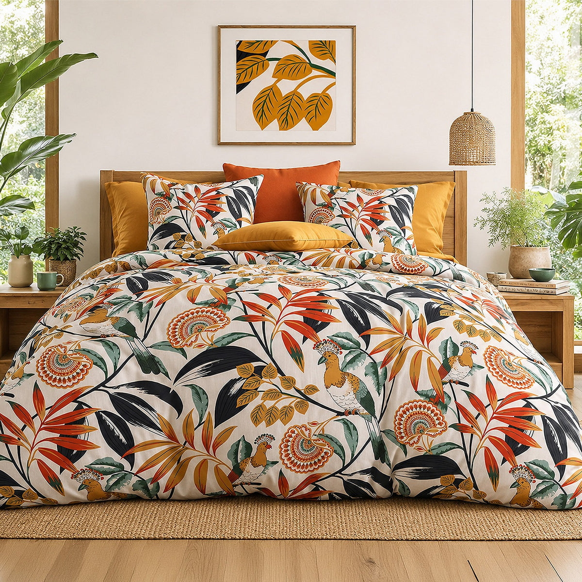 Edonie - Parures de Lit de Couette 3pcs avec 2 Taies - 100% Percale de Coton 71 Fils - Imprimé