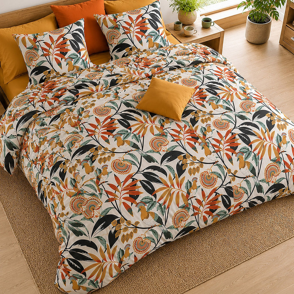 Edonie - Parures de Lit de Couette 3pcs avec 2 Taies - 100% Percale de Coton 71 Fils - Imprimé