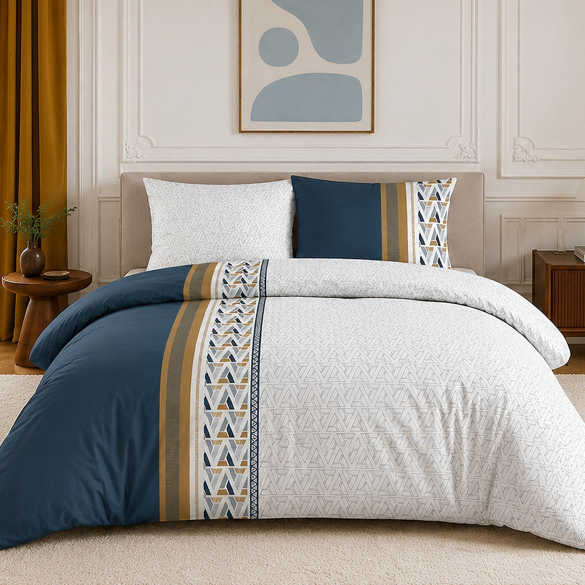 Trigliany - Parures de Lit de Couette 3pcs avec 2 Taies - 100% Percale de Coton 71 Fils - Imprimé