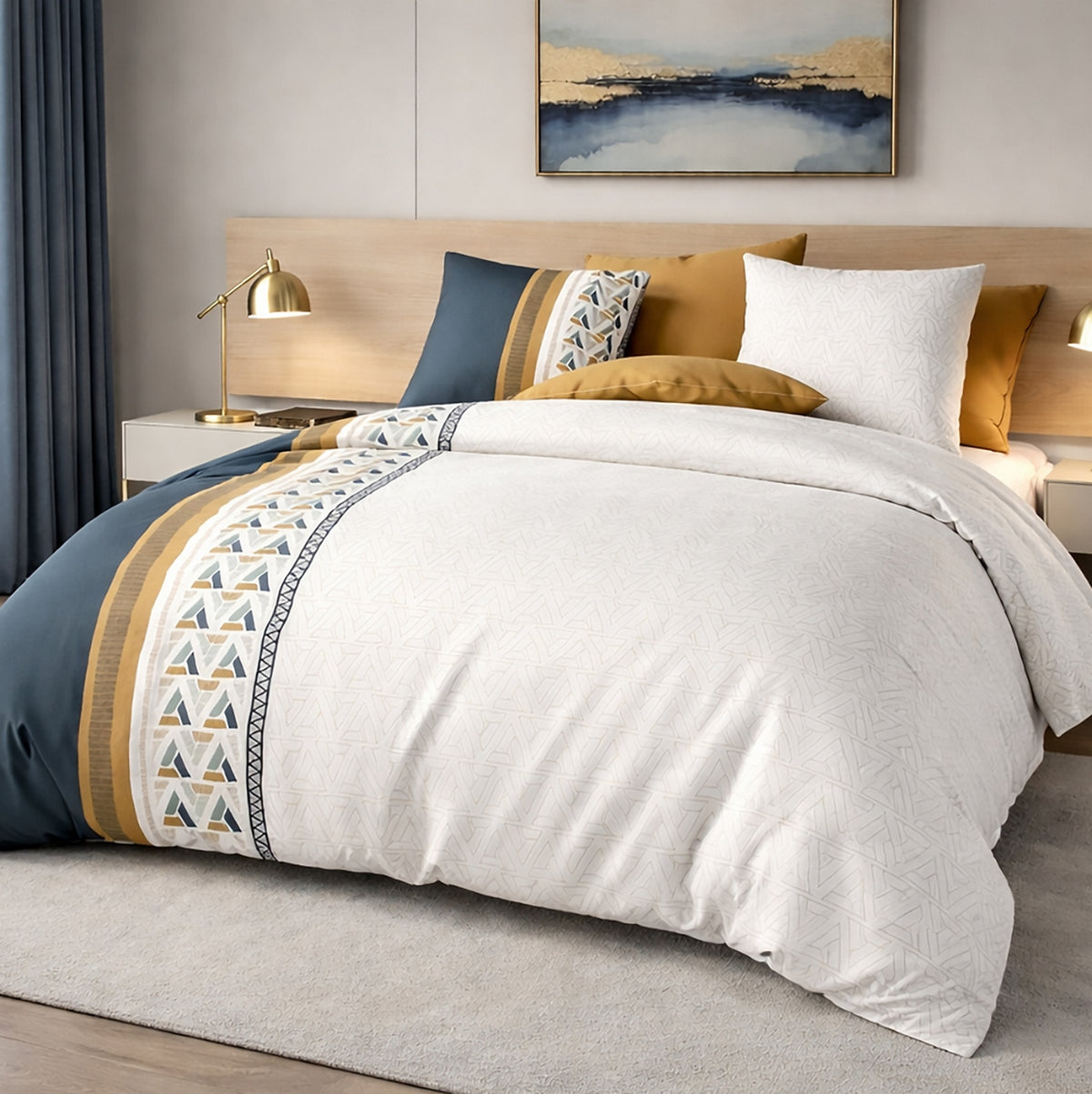 Trigliany - Parures de Lit de Couette 3pcs avec 2 Taies - 100% Percale de Coton 71 Fils - Imprimé