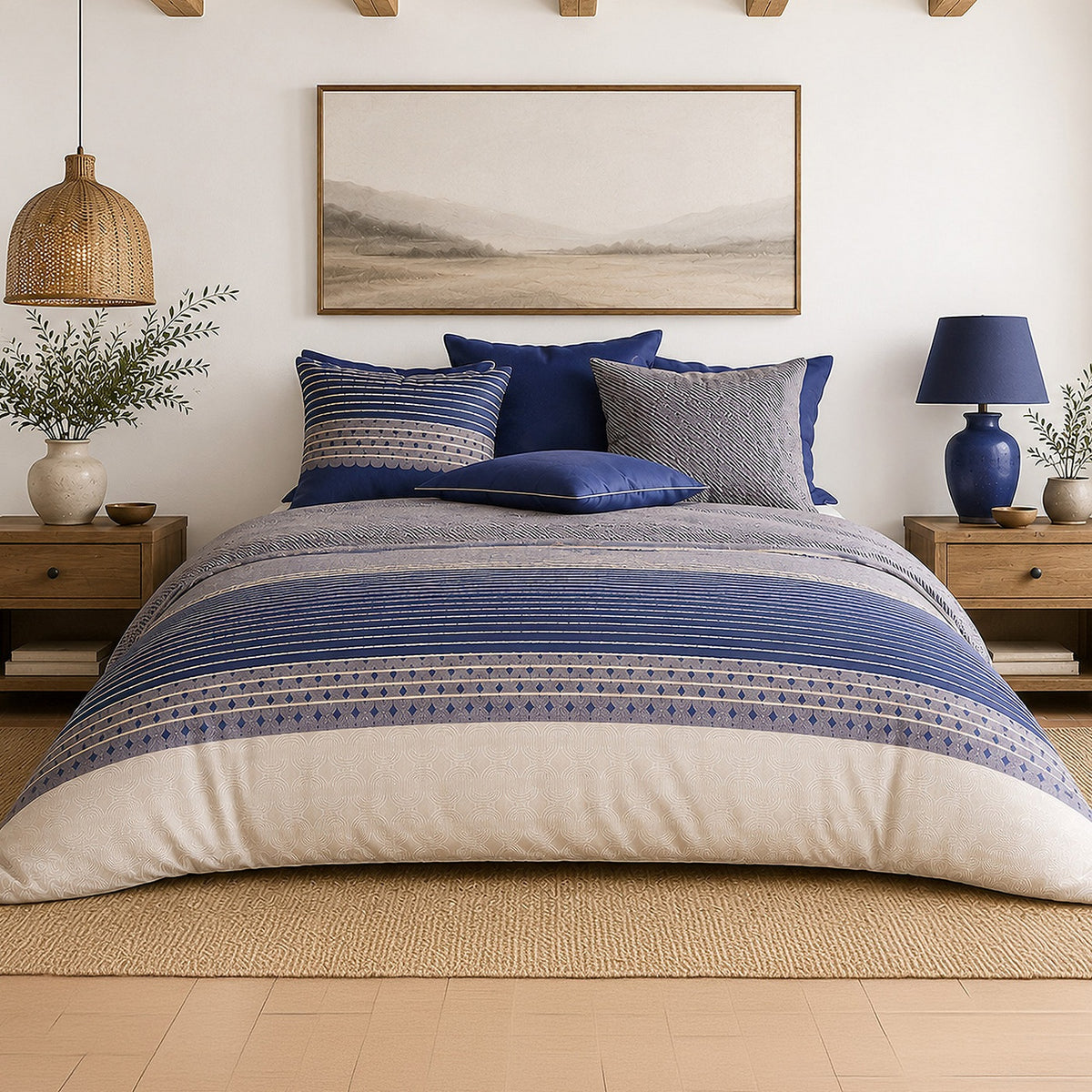 Blevaris - Parures de Lit de Couette 3pcs avec 2 Taies - 100% Percale de Coton 71 Fils - Imprimé