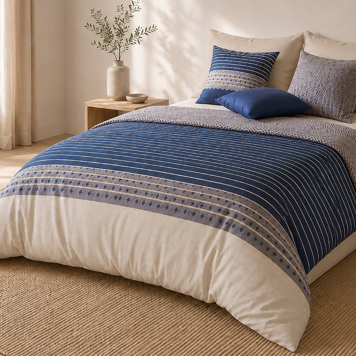 Blevaris - Parures de Lit de Couette 3pcs avec 2 Taies - 100% Percale de Coton 71 Fils - Imprimé