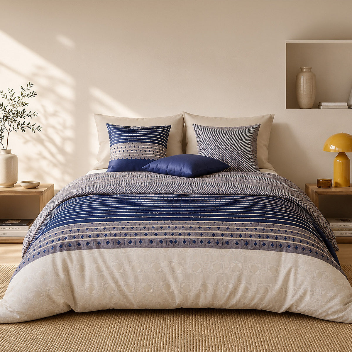 Blevaris - Parures de Lit de Couette 3pcs avec 2 Taies - 100% Percale de Coton 71 Fils - Imprimé