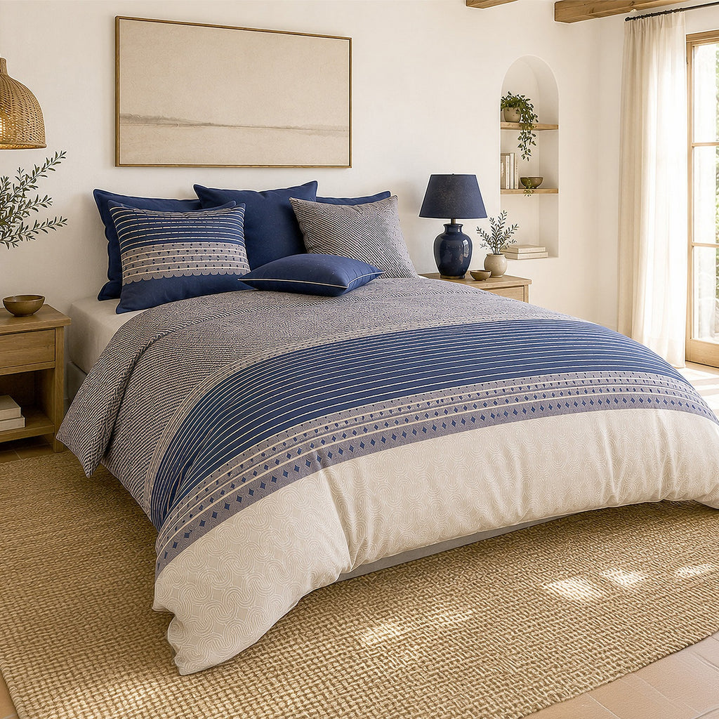 Blevaris - Parures de Lit de Couette 3pcs avec 2 Taies - 100% Percale de Coton 71 Fils - Imprimé