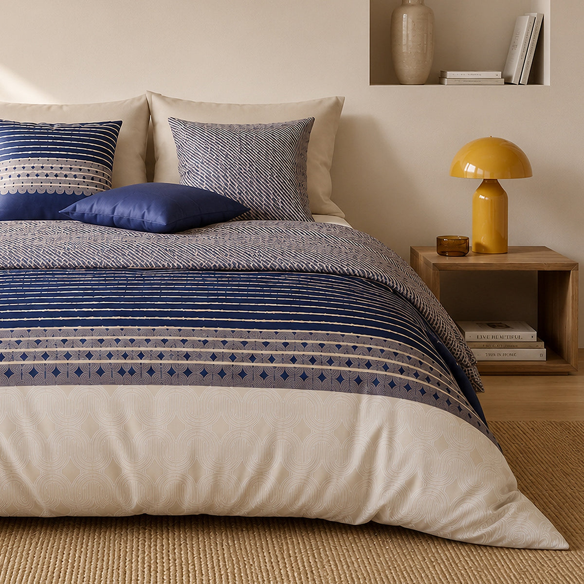 Blevaris - Parures de Lit de Couette 3pcs avec 2 Taies - 100% Percale de Coton 71 Fils - Imprimé