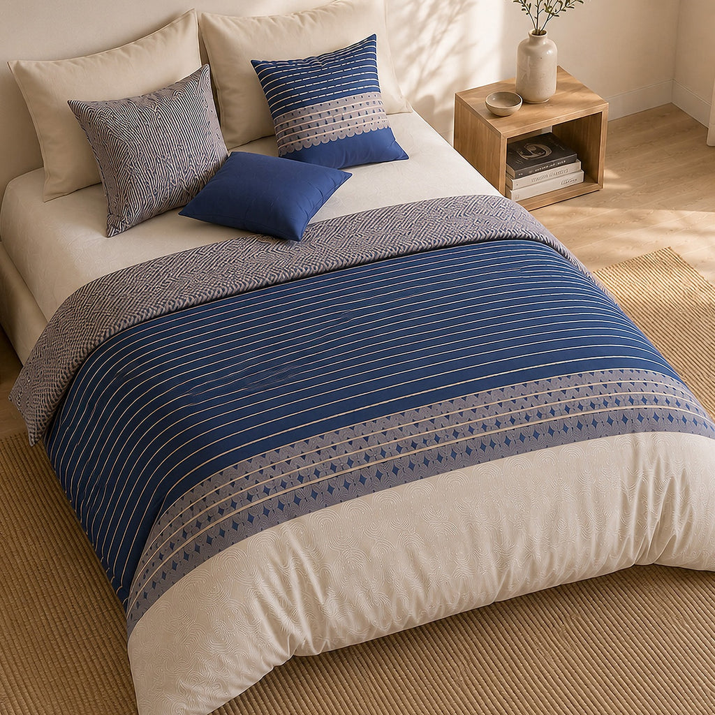 Blevaris - Parures de Lit de Couette 3pcs avec 2 Taies - 100% Percale de Coton 71 Fils - Imprimé