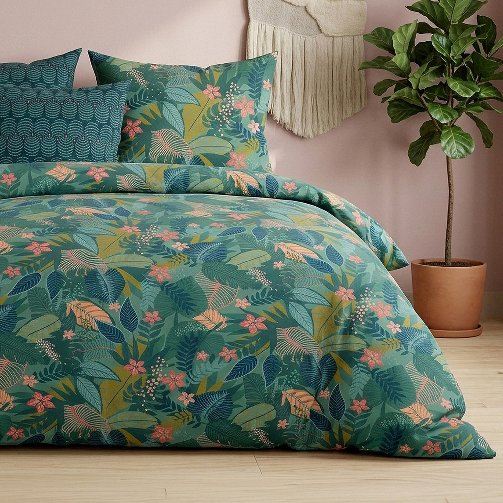 Zelya - Parures de Lit de Couette 3pcs avec 2 Taies - 100% Percale de Coton 71 Fils - Imprimé
