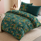 Zelya - Parures de Lit de Couette 3pcs avec 2 Taies - 100% Percale de Coton 71 Fils - Imprimé