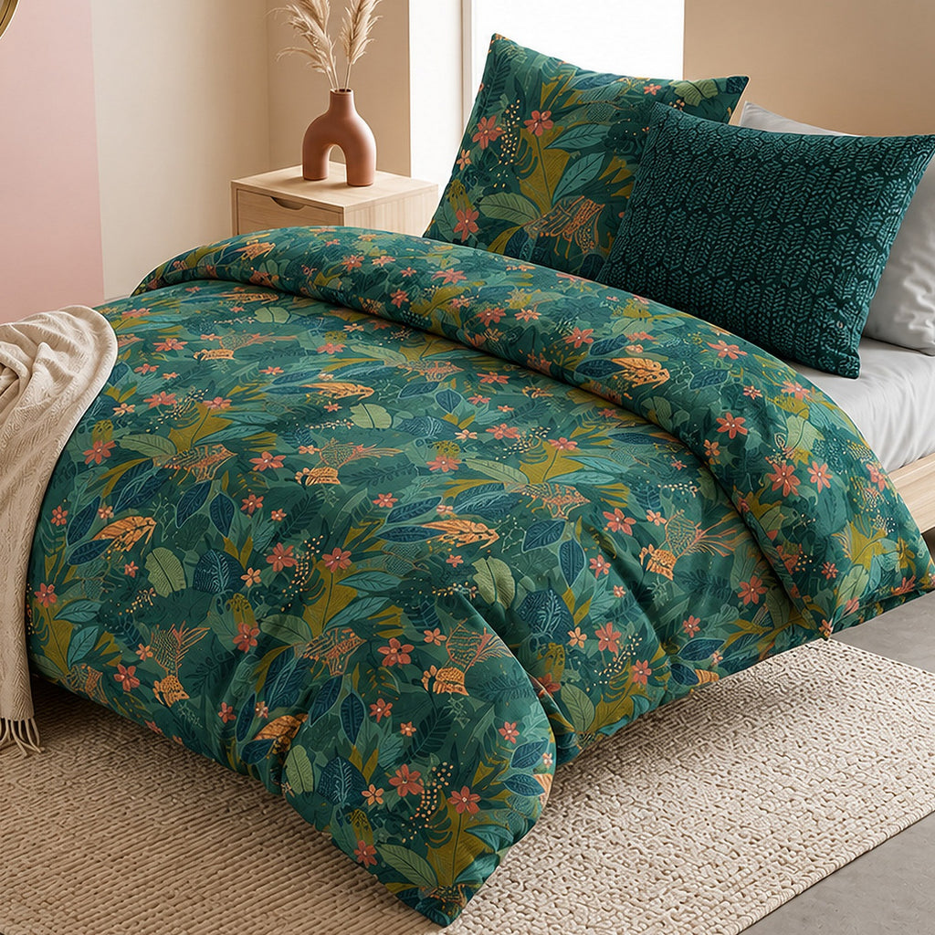Zelya - Parures de Lit de Couette 3pcs avec 2 Taies - 100% Percale de Coton 71 Fils - Imprimé
