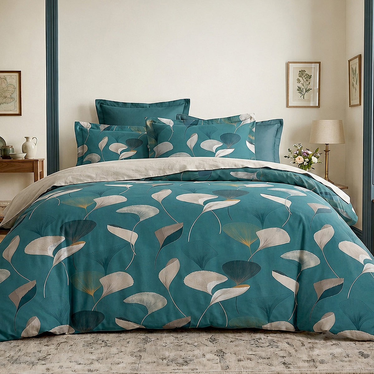 Apoline - Parures de Lit Housse de Couette 3 Pcs - 100% Coton 57fils - Imprimé