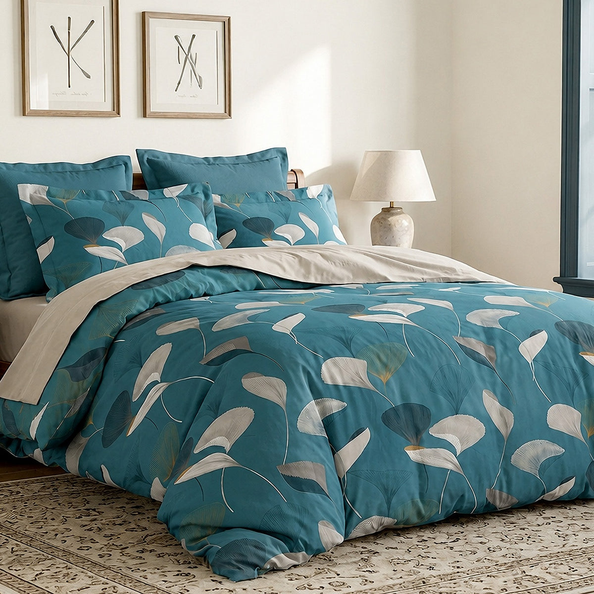 Apoline - Parures de Lit Housse de Couette 3 Pcs - 100% Coton 57fils - Imprimé