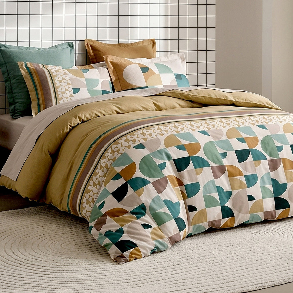 Helya - Parures de Lit Housse de Couette 3 Pcs - 100% Coton 57fils - Imprimé
