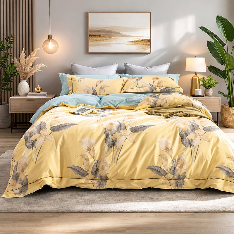 Parure Housse De Couette 3 Pcs En Coton 57 Fils Horia - Imprimé