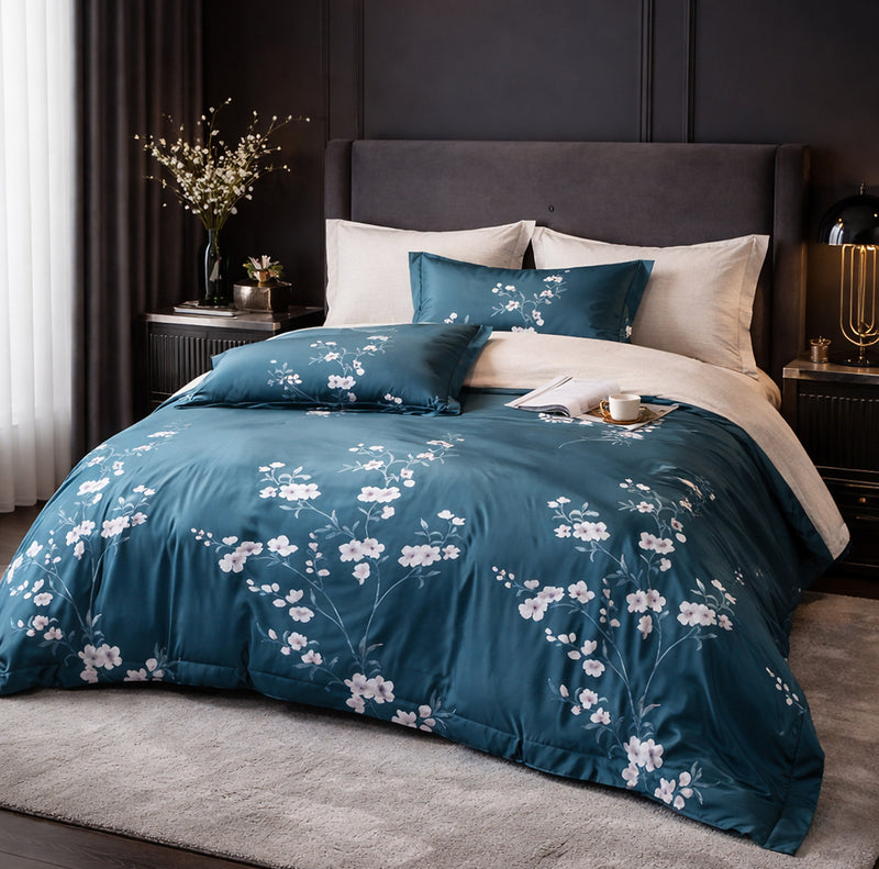 Parure Housse De Couette 3 Pcs En Coton 57 Fils Tsuki - Imprimé