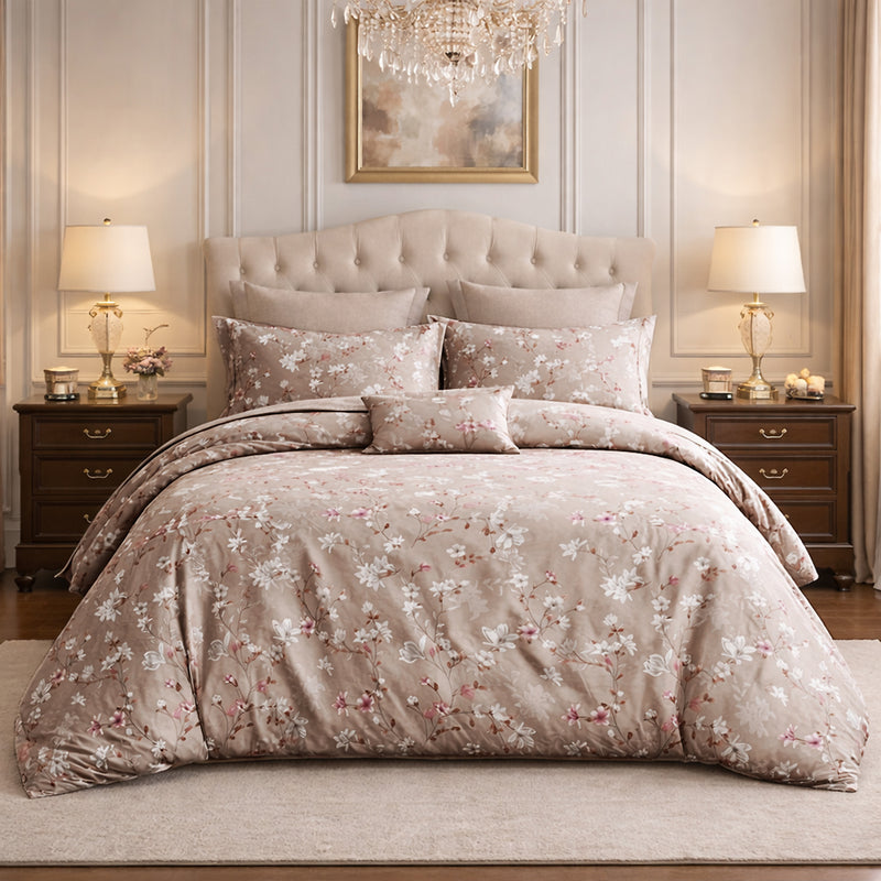 Parure Housse De Couette 3 Pcs En Percale De Coton 80 Fils Sakumi - Imprimé