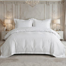 Parure Housse De Couette 3 Pcs En Satin De Coton 120 Fils Brodé Blanc