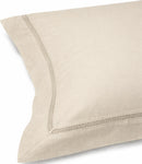 Parure Housse De Couette 3 Pcs En Satin De Coton 120 Fils Brodé Beige
